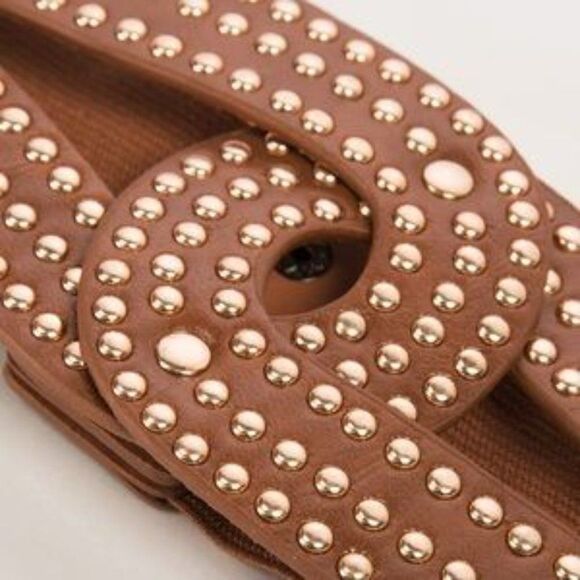 New Wide Waist Belt Elastic Cinch Stretch Rivet Belt - Picture 2 of 9